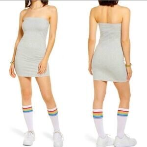 New bp Nordstrom Women's Junior Strapless Knit Cotton Tube Mini Dress in Gray